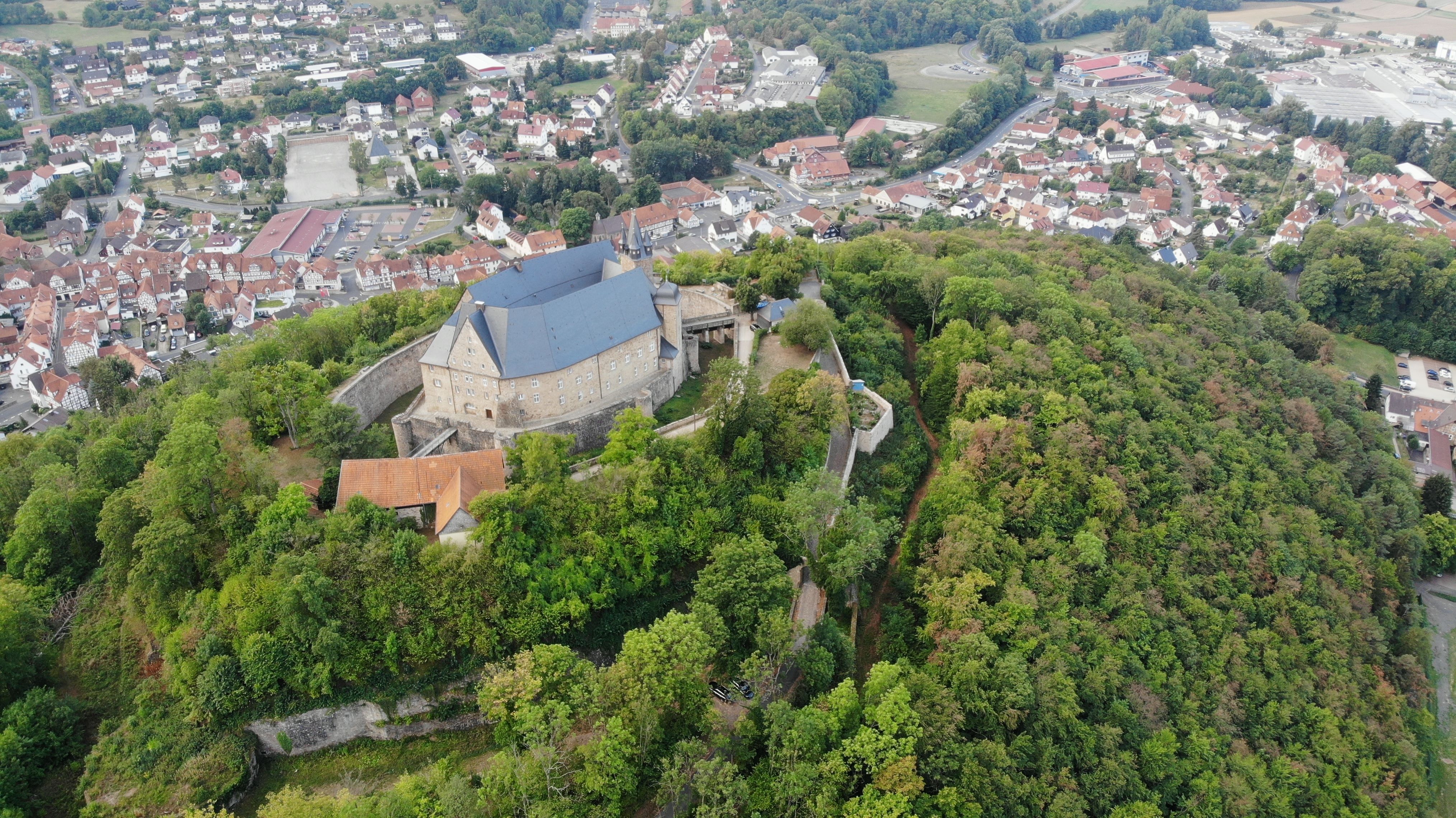 Schloss Spangenberg Luftaufnahme